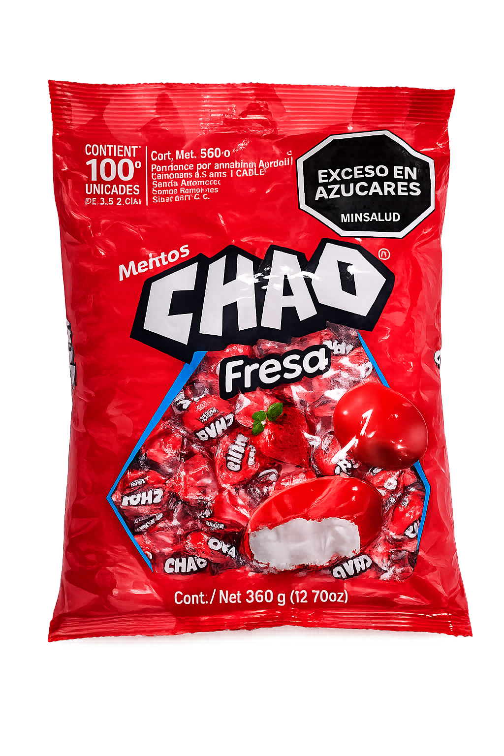 Mentas CHAO sabor FRESA  bolsas x 100 und