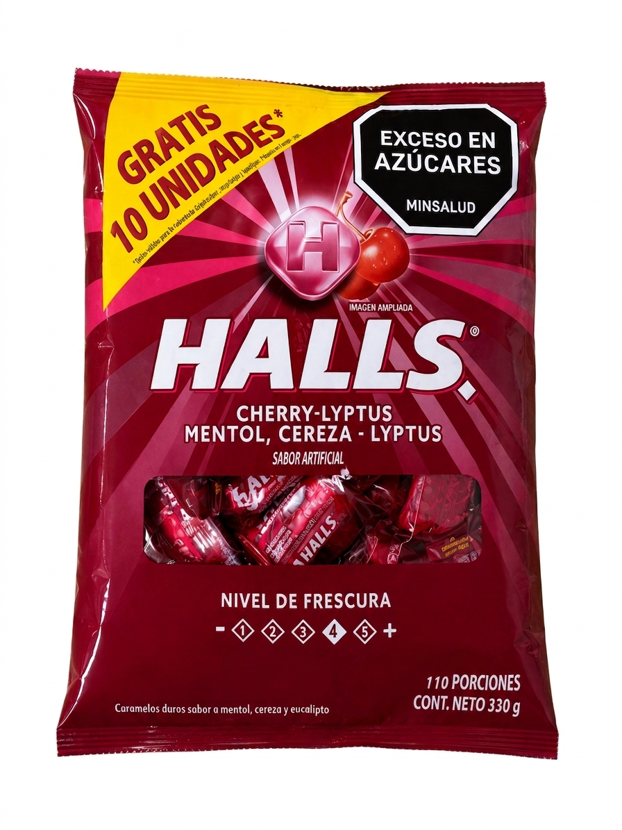 HALLS ROJO CEREZA BOLSA X 110 UND